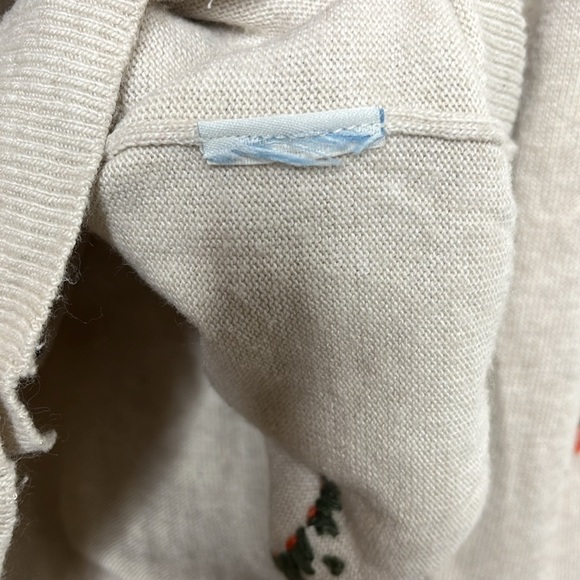 Boden Tan Rainbow Embroidered Circle Button Up Cardigan Women's Size 12 BLEMISH - Picture 3 of 5